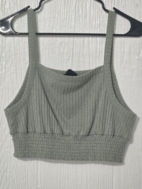 Golden Our Green Cable Knit Cropped Tank Top Size Large